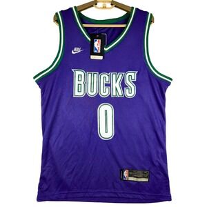 Nike NBA Bucks Lillard Swingman Jersey Purple Green White Mens Size 50‎